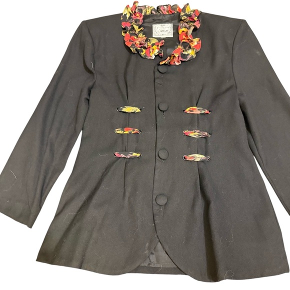 Vintage 90’s Black Blazer and Floral Skirt Set - Picture 2 of 6